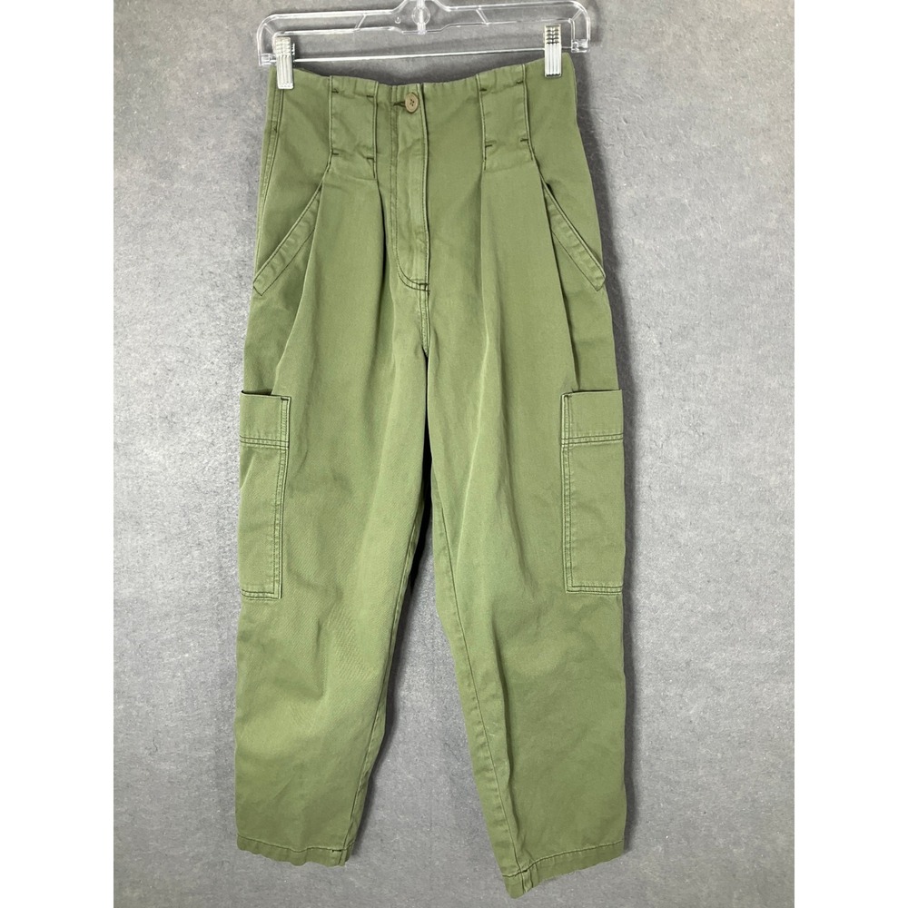 Topshop Olive Green Cargo Pants High‎ Waist Utility Pockets Size 4